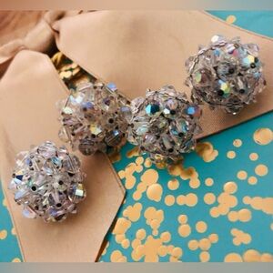 Vintage Clip On Earrings - Signed Laguna, Aurora Borealis Cluster Beads, 2 Sizes